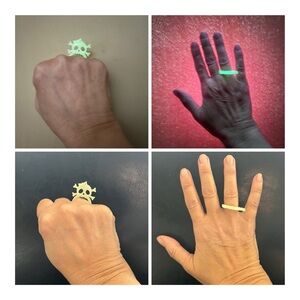 Vinca Glow in the Dark Acrylic Skull with bow ring 5 7 8